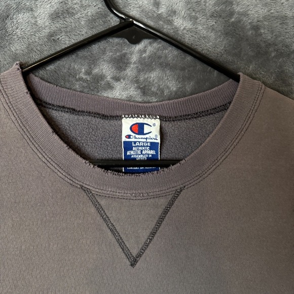 Vintage Champion Faded Long Sleeve Gray Pullover Size Large - Picture 3 of 7